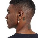S925 Silver Cross Dangle Earrings - 14K Gold 