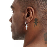 S925 Silver Cross Dangle Earrings - White Gold 