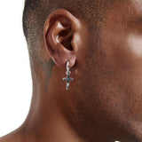 S925 Silver Cross Dangle Earrings - White Gold 
