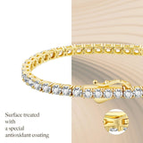 S925 Silver CZ Diamond Tennis Bracelet in 14K Gold - 4mm Bracelets 