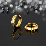S925 Silver Roman Numerals Hoop Earrings for Men in 14K Gold - 15mm 