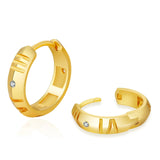 S925 Silver Roman Numerals Hoop Earrings for Men in 14K Gold - 15mm by Bling Proud | Urban Jewelry Online Store