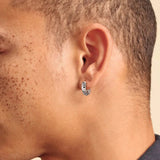 S925 Silver Roman Numerals Hoop Earrings for Men in Whitie Gold - 15mm Earrings 