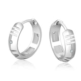 S925 Silver Roman Numerals Hoop Earrings for Men in Whitie Gold - 15mm by Bling Proud | Urban Jewelry Online Store