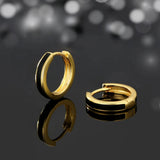 S925 Silver Sleek Black Hoop Earrings in 14K Gold - 15mm Earrings 
