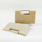 Coastal Chic Woven Straw Top Handle Evening Clutch and Crossbody