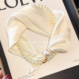 Gloosyka Lustrous Silk Scarf Necklace With Magnetic Pearl Clasp
