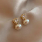 Franchesca Luminous Pearls and Sparkling Crystals Studs
