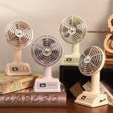 Deco Retro Desktop Fan Vintage-Inspired Design With 100-Speed Control, Digital Display & USB Rechargeable Battery