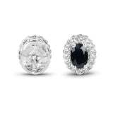 0.98 Carat Genuine Blue Sapphire & White Topaz .925 Sterling Silver Earrings