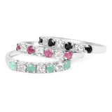 1.58 Carat Genuine Multi Stone .925 Sterling Silver Ring