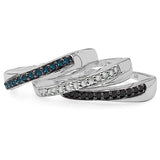 0.27 Carat Genuine Multi Color Diamond .925 Sterling Silver Ring Set