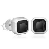 Silver Black Square Stud Earrings for Men by Bling Proud | Urban Jewelry Online Store