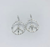 Rustic Peace Sign Earrings - Let There Be Peace Earrings - Small by Jennifer Cervelli Jewelry