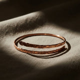 Handmade Adjustable 10 Gauge Copper Hammer Textured Overlap Bangle