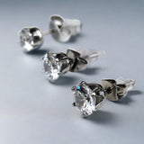Pair of .925 Sterling Silver Clear Round CZ Stud Earrings by Fashion Hut Jewelry