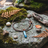 Turquoise Agate Crystal Pendant Leather Necklace