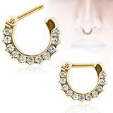 Gold Plated Gemmed Septum Clicker by Fashion Hut Jewelry