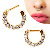 Gold Plated Gemmed Septum Clicker by Fashion Hut Jewelry