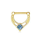 Gold Plated Blue Epoxy Rhombus Septum Clicker by Fashion Hut Jewelry