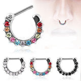 316L Surgical Steel CZ Gemmed Septum Clicker by Fashion Hut Jewelry