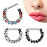 316L Surgical Steel CZ Gemmed Septum Clicker by Fashion Hut Jewelry