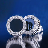 The Black Magic II® - 925 Sterling Silver Black Onyx Round Stud Earrings Earrings 