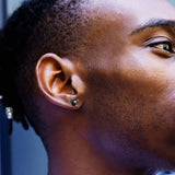 The Black Mamba II® - Black Diamond Stud 925 Sterling Silver Earrings for Men 