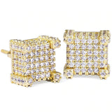 The Courage® - 925 Sterling Silver Iced Square Diamond Stud Earrings for Men by Bling Proud | Urban Jewelry Online Store