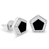 THE DARTH VADER® - Pentagon Black Diamond Stud Earrings in White Gold by Bling Proud | Urban Jewelry Online Store