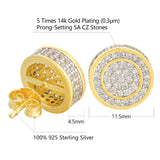 The Giant® - Iced Out 12mm Big Round Stud Earrings for Men Earrings 