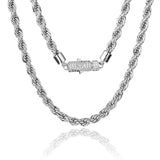 The Golden Age II® - 6mm Rope Chain With Iced Diamond Lock 18" White Gold 