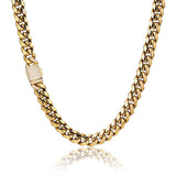 The Golden Nugget® - 12mm Iced Miami Cuban Link Chain 18K Gold Plated with CZ Clasp 