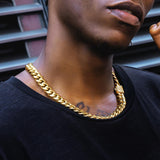 The Golden Nugget® - 12mm Iced Miami Cuban Link Chain 18K Gold Plated with CZ Clasp 