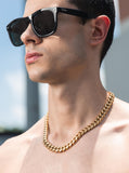 The Golden Nugget® - 12mm Iced Miami Cuban Link Chain 18K Gold Plated with CZ Clasp 