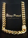 The Golden Nugget® - 12mm Iced Miami Cuban Link Chain 18K Gold Plated with CZ Clasp 