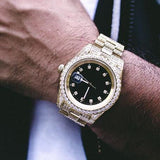 THE GOLDEN TIME® - Iced Out Diamond Presidential Watch in 18K Gold 