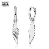 The Hope® - 925 Sterling Silver Hoop Dangle Angel Wing Earrings Earrings White Gold S925 