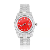 THE ICE CUBE® - Iced Out Diamond Presidential Watch in White Gold (Red Dial) by Bling Proud | Urban Jewelry Online Store