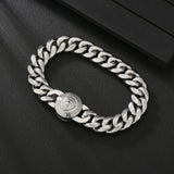 The King - 12mm Cuban Link Bracelet in White Gold Plated Bracelets 