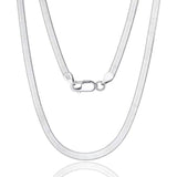 The Kukulcan Serpent® - 925 Sterling Silver Herringbone Snake Chain in White Gold 
