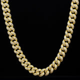The Lion Heart® - 12mm 2 Rows Iced Out Diamond Cuban Link Chain in 14K Gold 