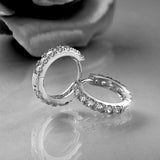 The Magic Circle® - 925 Sterling Silver Diamond Men's Hoop Earrings in White Gold Earrings 
