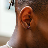 The Passion II® - 925 Sterling Silver Red Ruby Diamond Stud Earrings for Men 