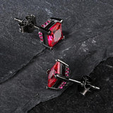 The Passion® - 925 Sterling Silver Red Ruby Diamond Stud Earrings 