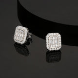 The Pride II® - 925 Sterling Silver Iced Diamond Square Stud Hip-Hop Earrings for Men Earrings 