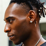The Pride II® - 925 Sterling Silver Iced Diamond Square Stud Hip-Hop Earrings for Men Earrings 