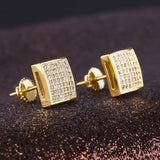 The Pride® - 925 Sterling Silver Iced Square Diamond CZ Stud Hip-Hop Mens Earrings Earrings 