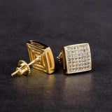 The Pride® - 925 Sterling Silver Iced Square Diamond CZ Stud Hip-Hop Mens Earrings Earrings 