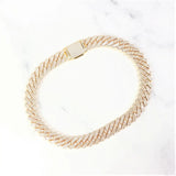 The Proud Moment® - 20mm Baguette Cut Moissanite Diamond Prong Cuban Link Chain in 14K Gold Necklaces 